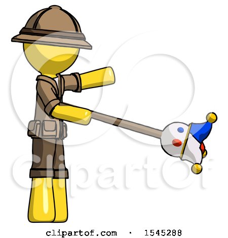 Yellow Explorer Ranger Man Holding Jesterstaff - I Dub Thee Foolish Concept by Leo Blanchette