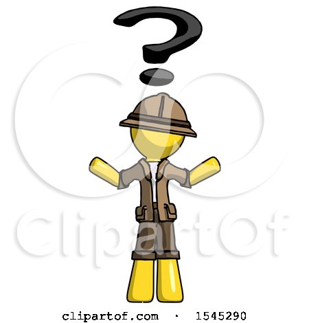 Yellow Explorer Ranger Man with Question Mark Above Head, Confused by Leo Blanchette