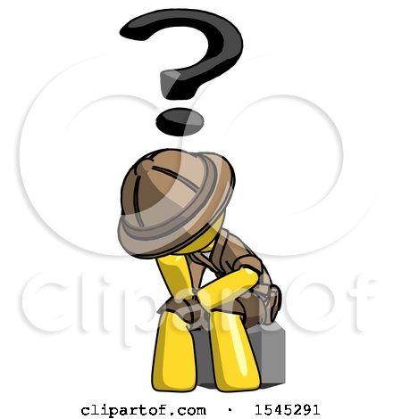 Yellow Explorer Ranger Man Thinker Question Mark Concept by Leo Blanchette
