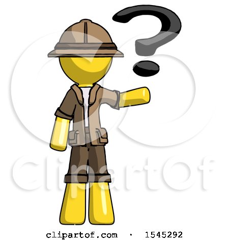 Yellow Explorer Ranger Man Holding Question Mark to Right by Leo Blanchette