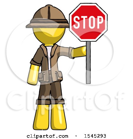 Yellow Explorer Ranger Man Holding Stop Sign by Leo Blanchette