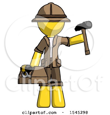 Yellow Explorer Ranger Man Holding Tools and Toolchest Ready to Work by Leo Blanchette