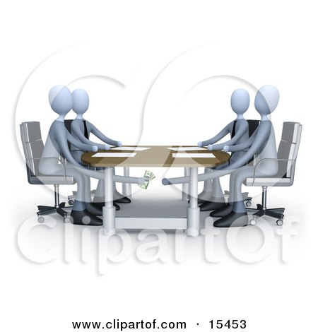 Businessman Paying Or Bribing Another Under The Table During A Business Meeting Clipart Illustration Image by 3poD
