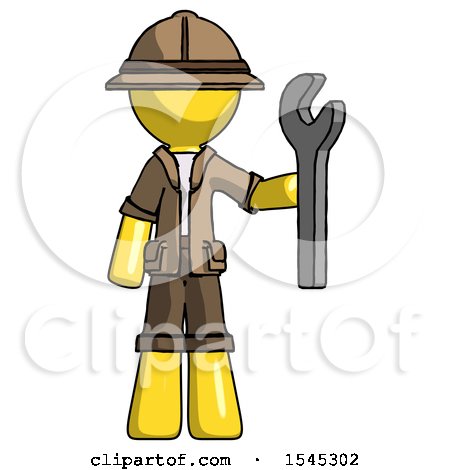 Yellow Explorer Ranger Man Holding Wrench Ready to Repair or Work by Leo Blanchette