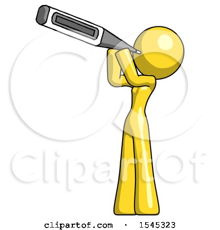 Yellow Design Mascot Woman Thermometer in Mouth by Leo Blanchette