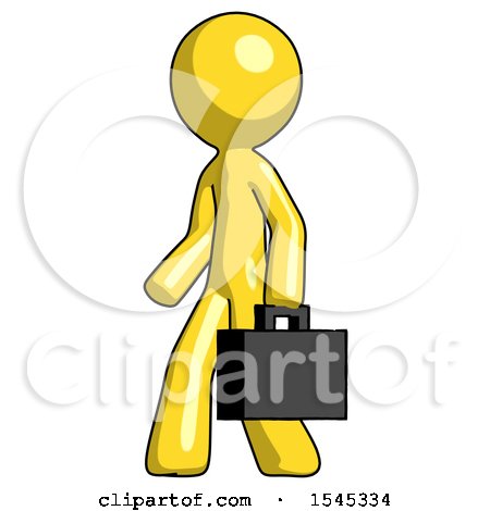 Yellow Design Mascot Man Walking with Briefcase to the Left by Leo Blanchette
