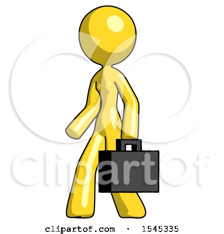 Yellow Design Mascot Woman Man Walking with Briefcase to the Left by Leo Blanchette