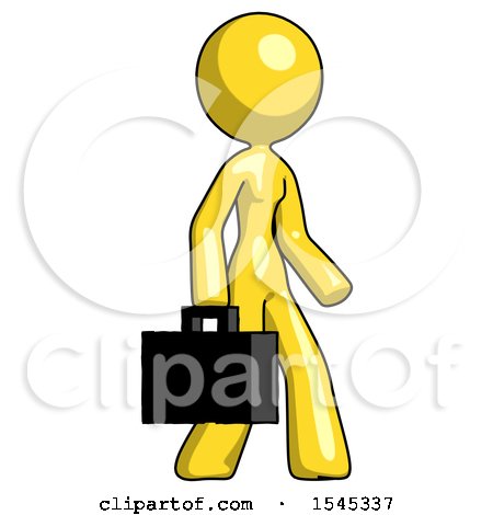 Yellow Design Mascot Woman Walking with Briefcase to the Right by Leo Blanchette
