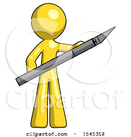 Yellow Design Mascot Man Holding Large Scalpel by Leo Blanchette