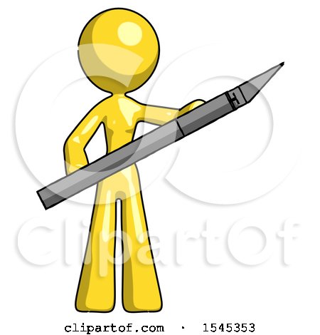 Yellow Design Mascot Woman Holding Large Scalpel by Leo Blanchette