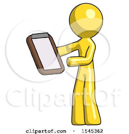 Yellow Design Mascot Man Reviewing Stuff on Clipboard by Leo Blanchette