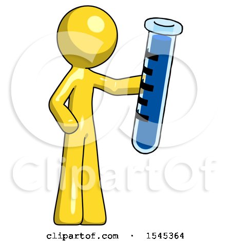 Yellow Design Mascot Man Holding Large Test Tube by Leo Blanchette