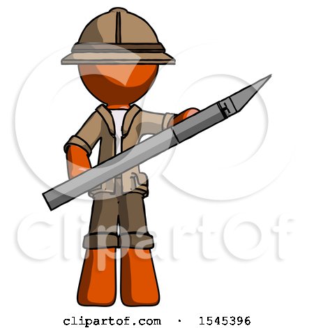 Orange Explorer Ranger Man Holding Large Scalpel by Leo Blanchette