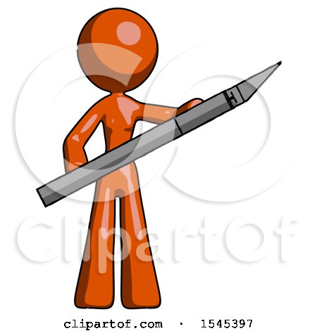 Orange Design Mascot Woman Holding Large Scalpel by Leo Blanchette