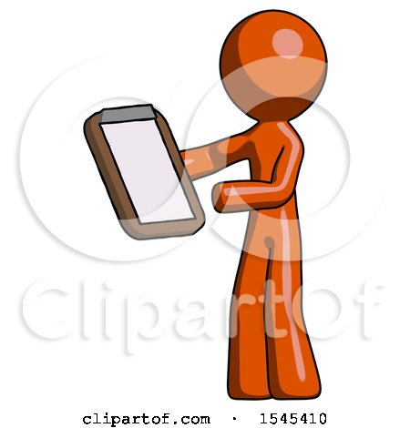 Orange Design Mascot Man Reviewing Stuff on Clipboard by Leo Blanchette