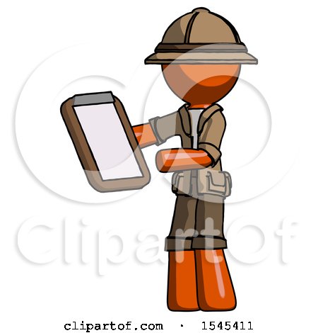 Orange Explorer Ranger Man Reviewing Stuff on Clipboard by Leo Blanchette