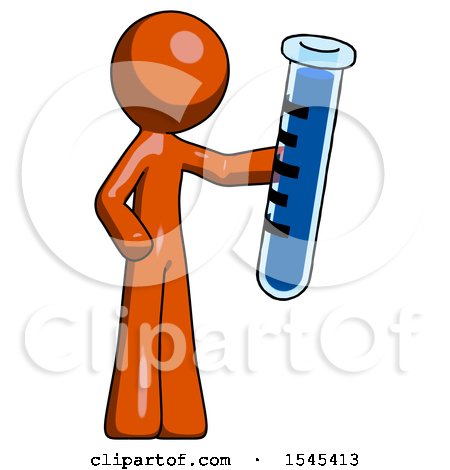 Orange Design Mascot Man Holding Large Test Tube by Leo Blanchette