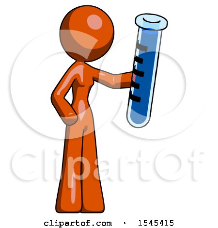 Orange Design Mascot Woman Holding Large Test Tube by Leo Blanchette