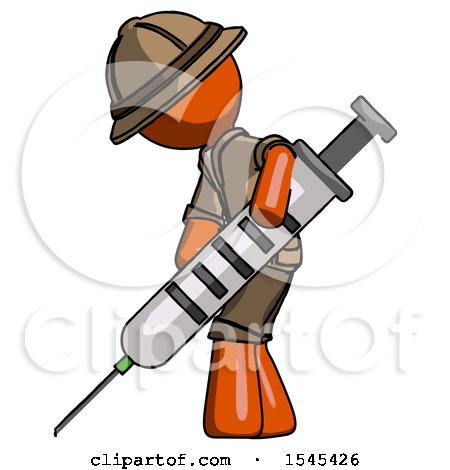 Orange Explorer Ranger Man Using Syringe Giving Injection by Leo Blanchette