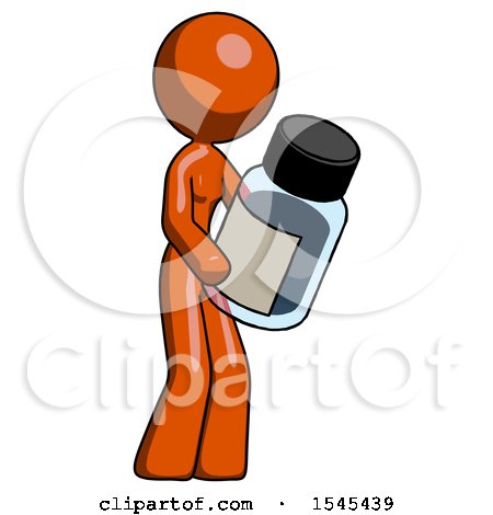 Orange Design Mascot Woman Holding Glass Medicine Bottle by Leo Blanchette