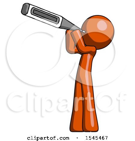 Orange Design Mascot Man Thermometer in Mouth by Leo Blanchette