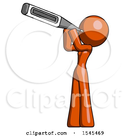 Orange Design Mascot Woman Thermometer in Mouth by Leo Blanchette