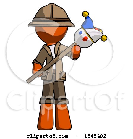Orange Explorer Ranger Man Holding Jester Diagonally by Leo Blanchette