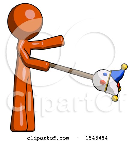 Orange Design Mascot Man Holding Jesterstaff - I Dub Thee Foolish Concept by Leo Blanchette
