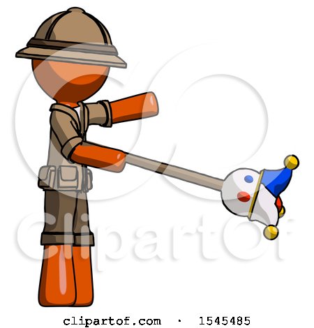 Orange Explorer Ranger Man Holding Jesterstaff - I Dub Thee Foolish Concept by Leo Blanchette