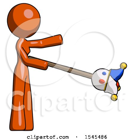 Orange Design Mascot Woman Holding Jesterstaff - I Dub Thee Foolish Concept by Leo Blanchette