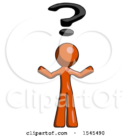 Orange Design Mascot Man with Question Mark Above Head, Confused by Leo Blanchette