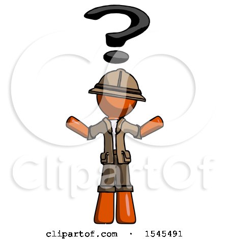 Orange Explorer Ranger Man with Question Mark Above Head, Confused by Leo Blanchette