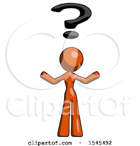 Orange Design Mascot Woman Question Mark Above Head, Confused by Leo Blanchette