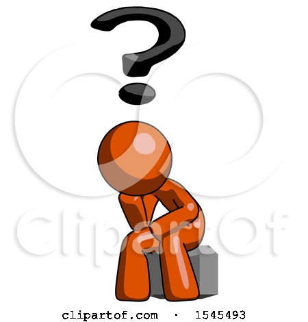 Orange Design Mascot Man Thinker Question Mark Concept by Leo Blanchette
