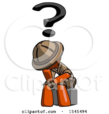 Orange Explorer Ranger Man Thinker Question Mark Concept by Leo Blanchette