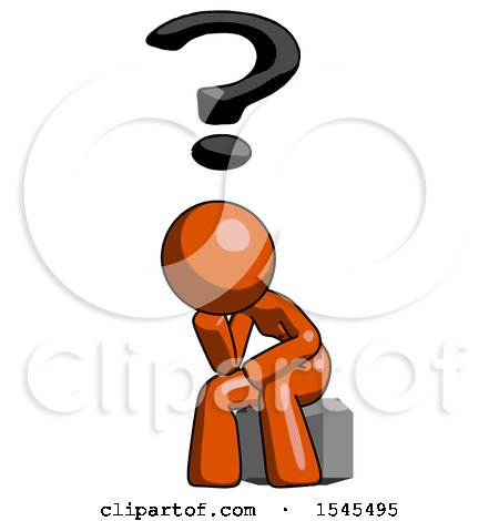 Orange Design Mascot Woman Thinker Question Mark Concept by Leo Blanchette