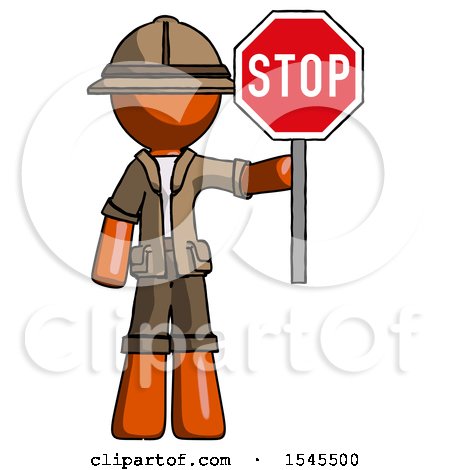 Orange Explorer Ranger Man Holding Stop Sign by Leo Blanchette