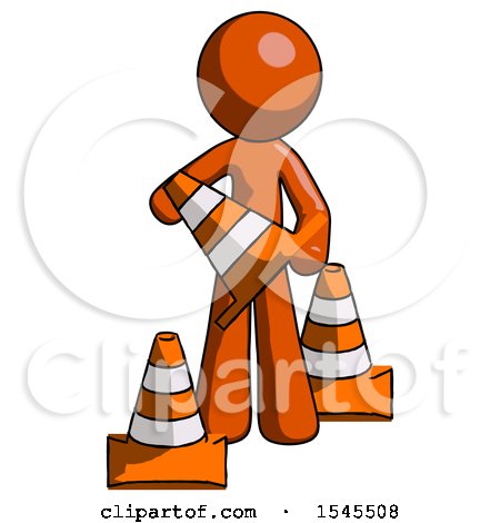 Orange Design Mascot Man Holding a Traffic Cone by Leo Blanchette
