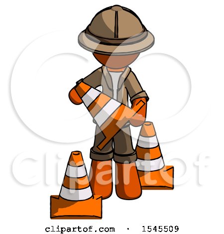 Orange Explorer Ranger Man Holding a Traffic Cone by Leo Blanchette