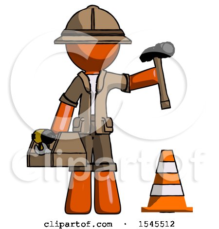 Orange Explorer Ranger Man Under Construction Concept, Traffic Cone and Tools by Leo Blanchette