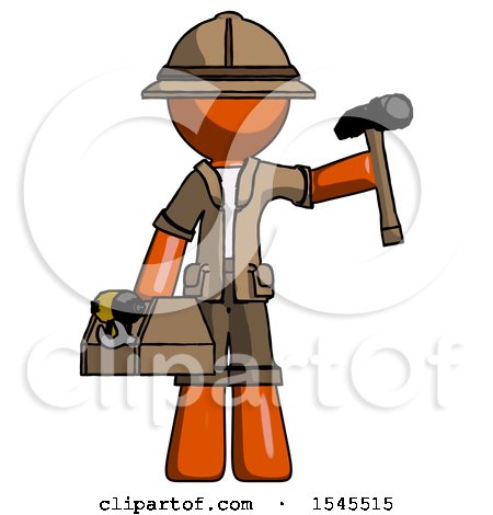 Orange Explorer Ranger Man Holding Tools and Toolchest Ready to Work by Leo Blanchette
