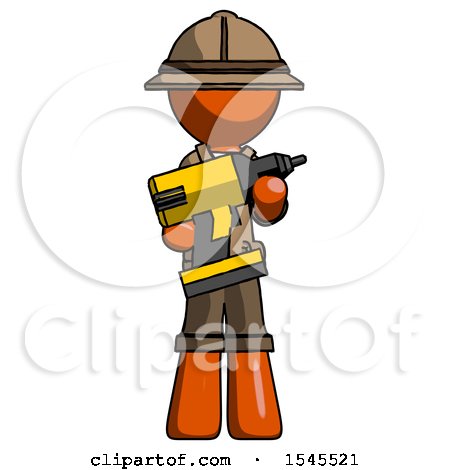 Orange Explorer Ranger Man Holding Large Drill by Leo Blanchette