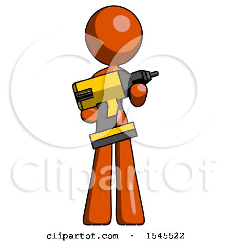 Orange Design Mascot Woman Holding Large Drill by Leo Blanchette
