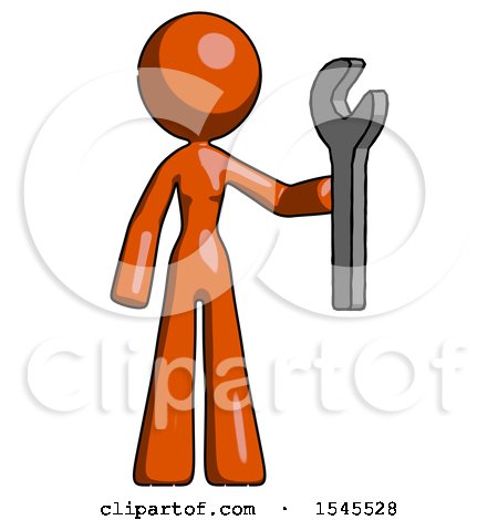 Orange Design Mascot Woman Holding Wrench Ready to Repair or Work by Leo Blanchette