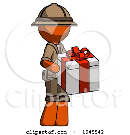 Orange Explorer Ranger Man Giving a Present by Leo Blanchette