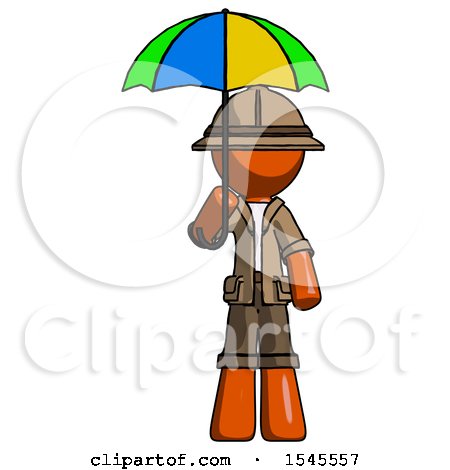 Orange Explorer Ranger Man Holding Umbrella Rainbow Colored by Leo Blanchette