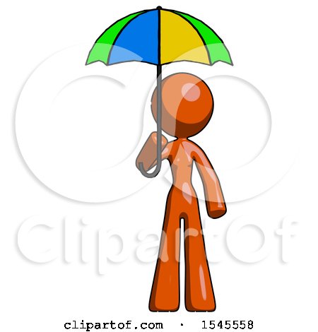 Orange Design Mascot Woman Holding Umbrella Rainbow Colored by Leo Blanchette