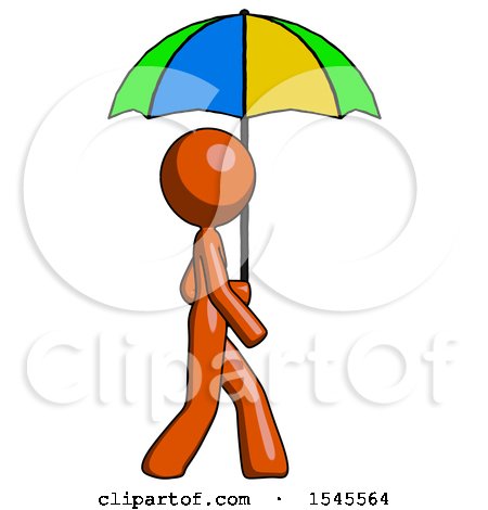 Orange Design Mascot Woman Walking with Colored Umbrella by Leo Blanchette