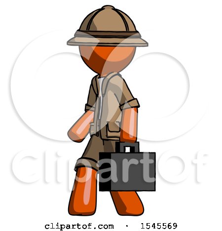 Orange Explorer Ranger Man Walking with Briefcase to the Left by Leo Blanchette