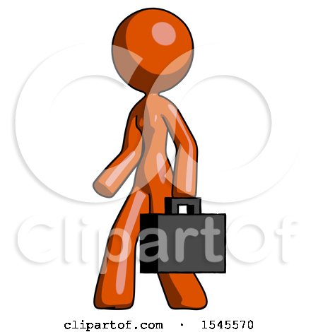 Orange Design Mascot Woman Man Walking with Briefcase to the Left by Leo Blanchette